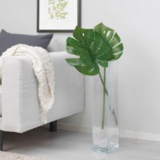 2 big leaf faux stems in vase