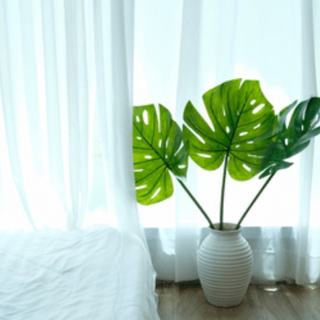 3 artificial big leaves in vase