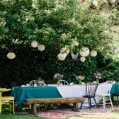 dining table in festive garden